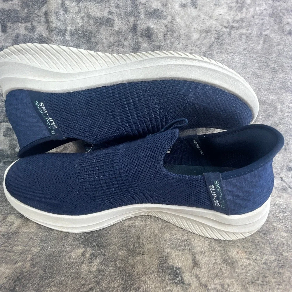 Skechers Mens 10 W Slip Ins Ultra Flex 3.0 Smooth Step Navy Blue Mesh Sneakers